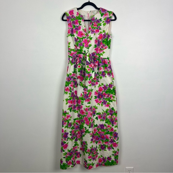 Malia Honolulu Dresses & Skirts - Malia Honolulu Vintage Maxi Dress Floral Vacation Tie Waist Zip Back